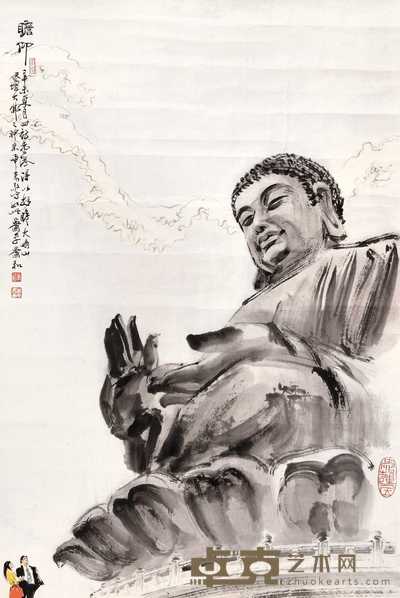 萧平 萧和 1991年作 天坛大佛 镜心 69×46cm